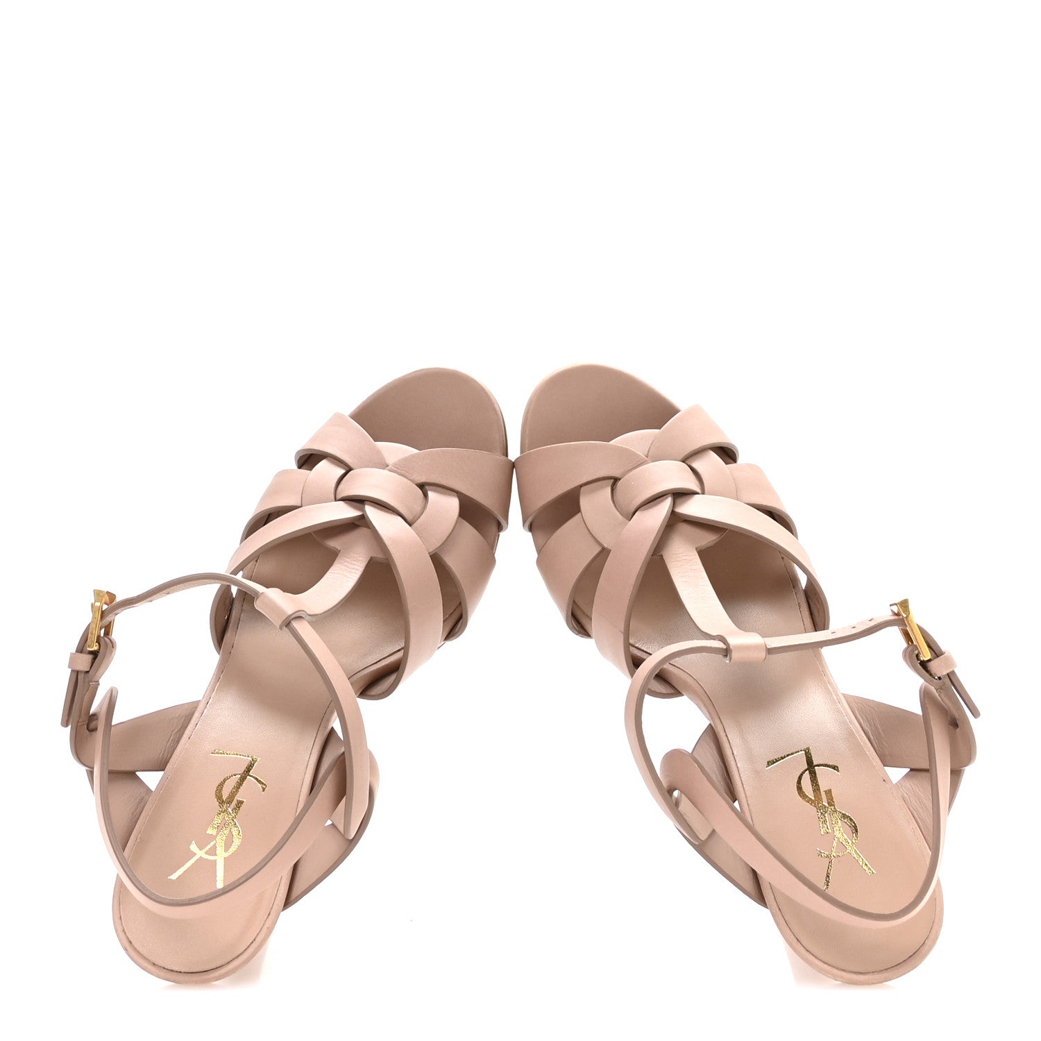 Saint Laurent Calfskin Tribute 75 Platform Sandals 37 Nude 1835378