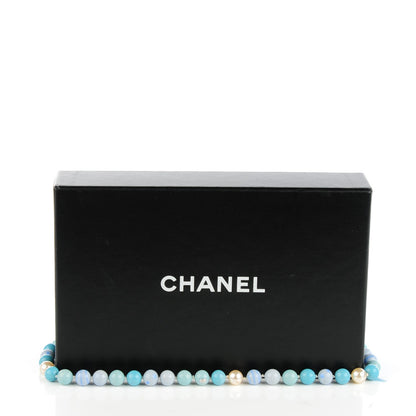Chanel Pearl CC Beaded Long Necklace Blue 5 of 5
