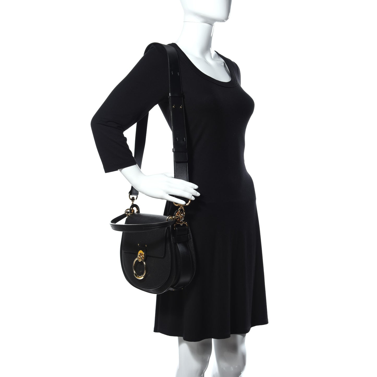 Grained Calfskin Large Tess Bag Black