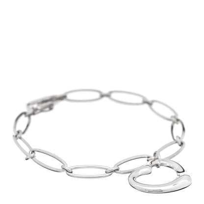 Tiffany Sterling Silver Elsa Peretti Open Heart Oval Link Charm Bracelet 1 of 3