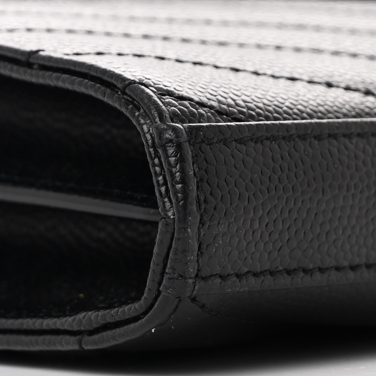 Saint Laurent Grain De Poudre Matelasse Chevron Monogram Chain Wallet Black 11 of 12