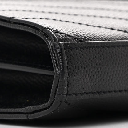 Saint Laurent Grain De Poudre Matelasse Chevron Monogram Chain Wallet Black 11 of 12
