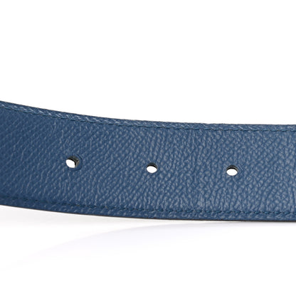 Hermes Epsom Swift 32mm Guilloche H Belt 85 Bleu Brighton Black 5 of 6