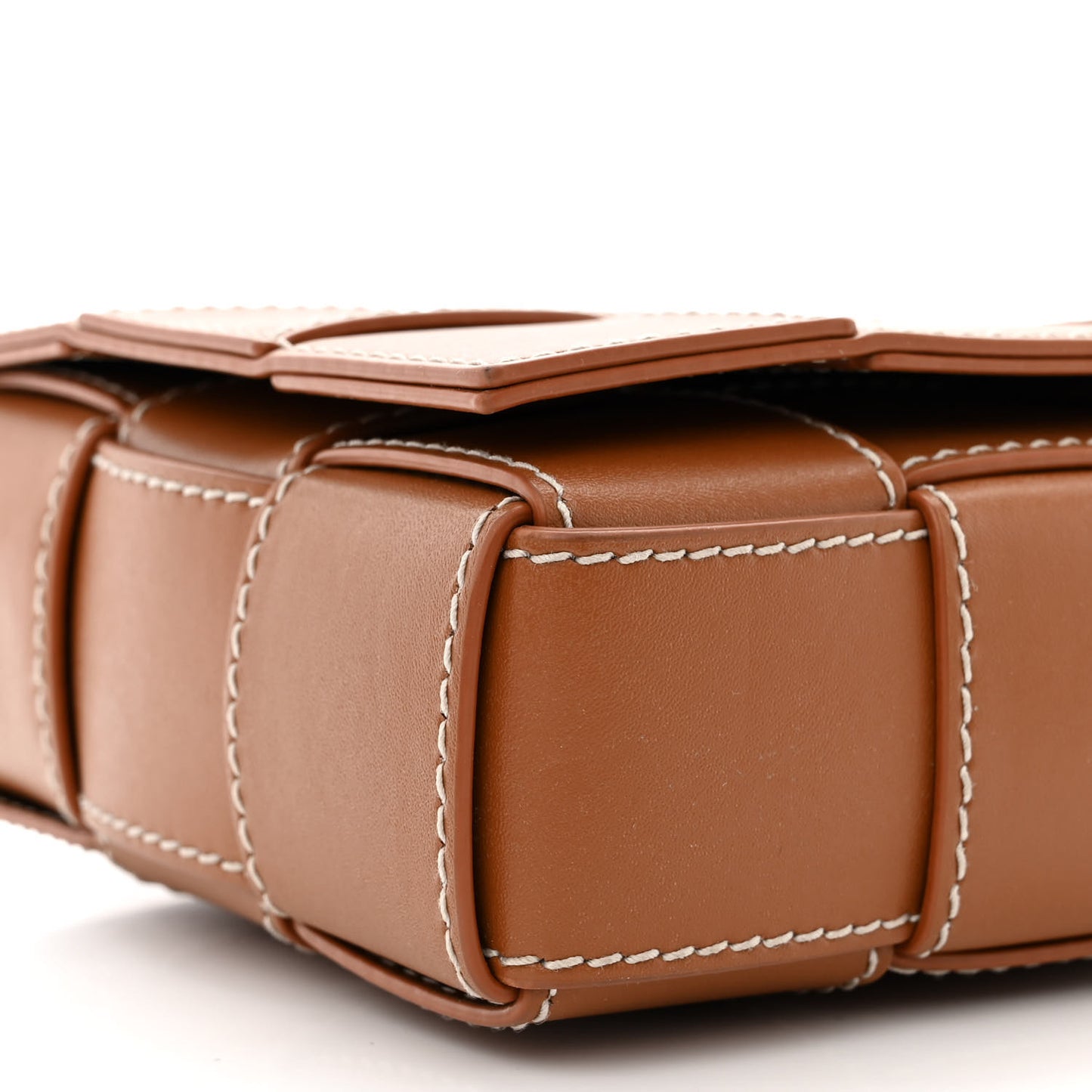 Lambskin Maxi Intrecciato Edge Stitch Cassette Crossbody Bag Wood