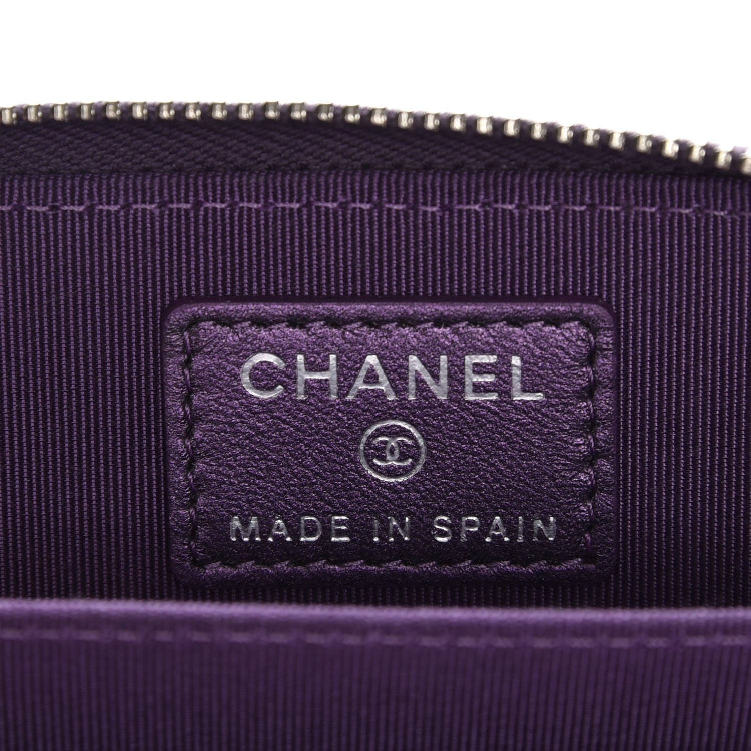 Chanel Metallic Lambskin Quilted Zip Around Coin Purse Wallet Purple 6 of 8