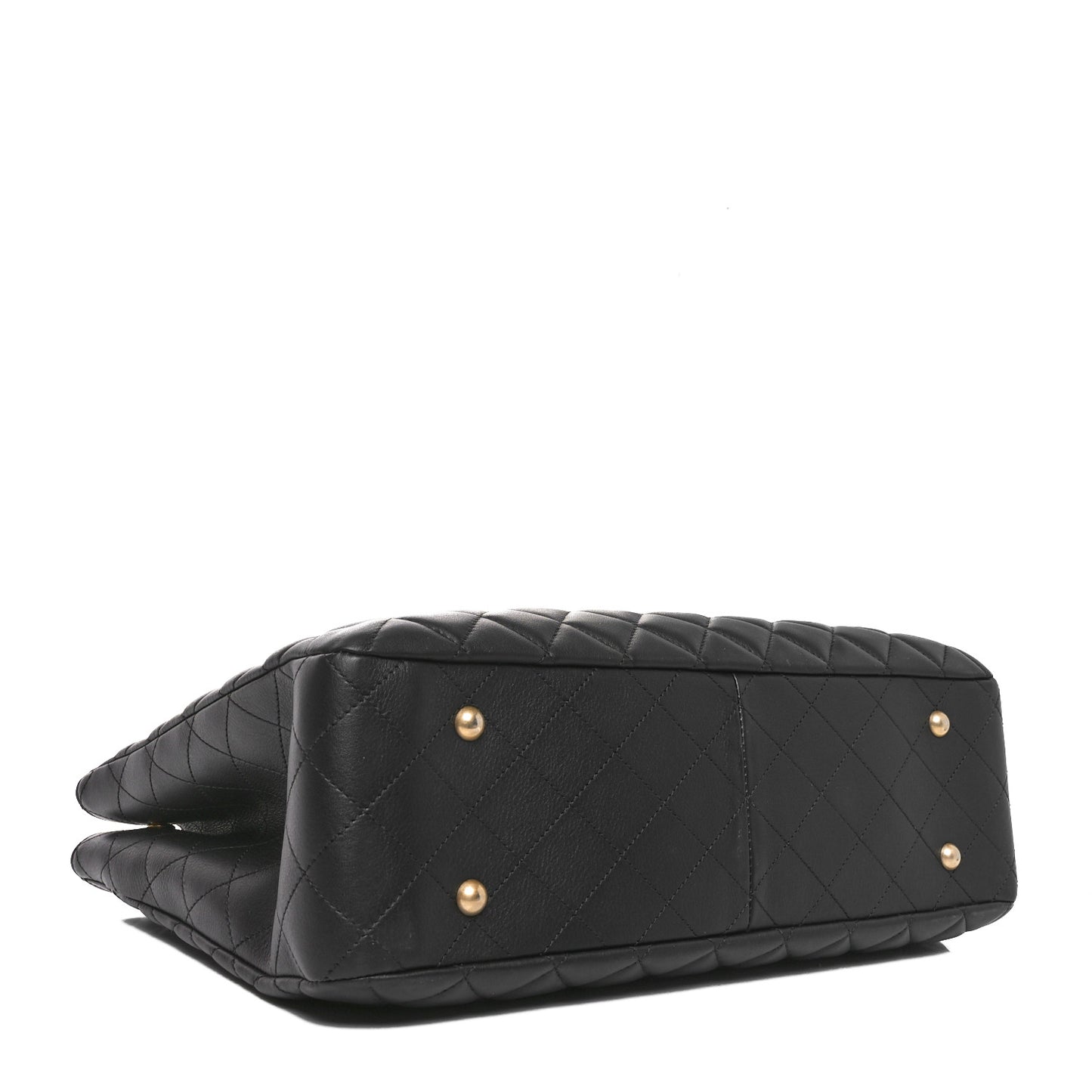 Calfskin Quilted Large Shopping Tote Black
