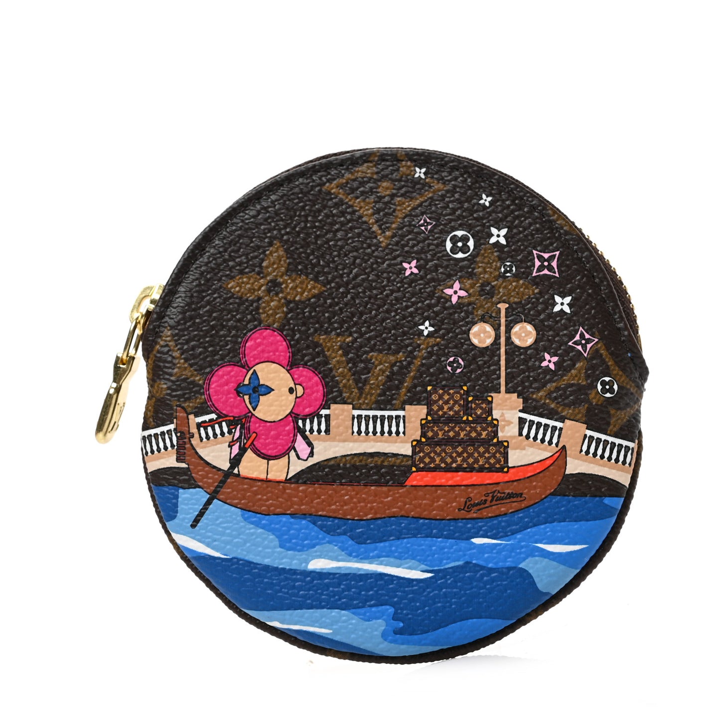 Monogram 2019 Christmas Animation Round Coin Purse Blue