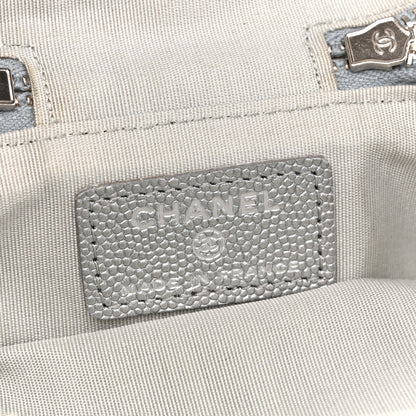 Chanel Metallic Caviar Quilted Mini Top Handle Vanity With Chain Silver 6 of 13