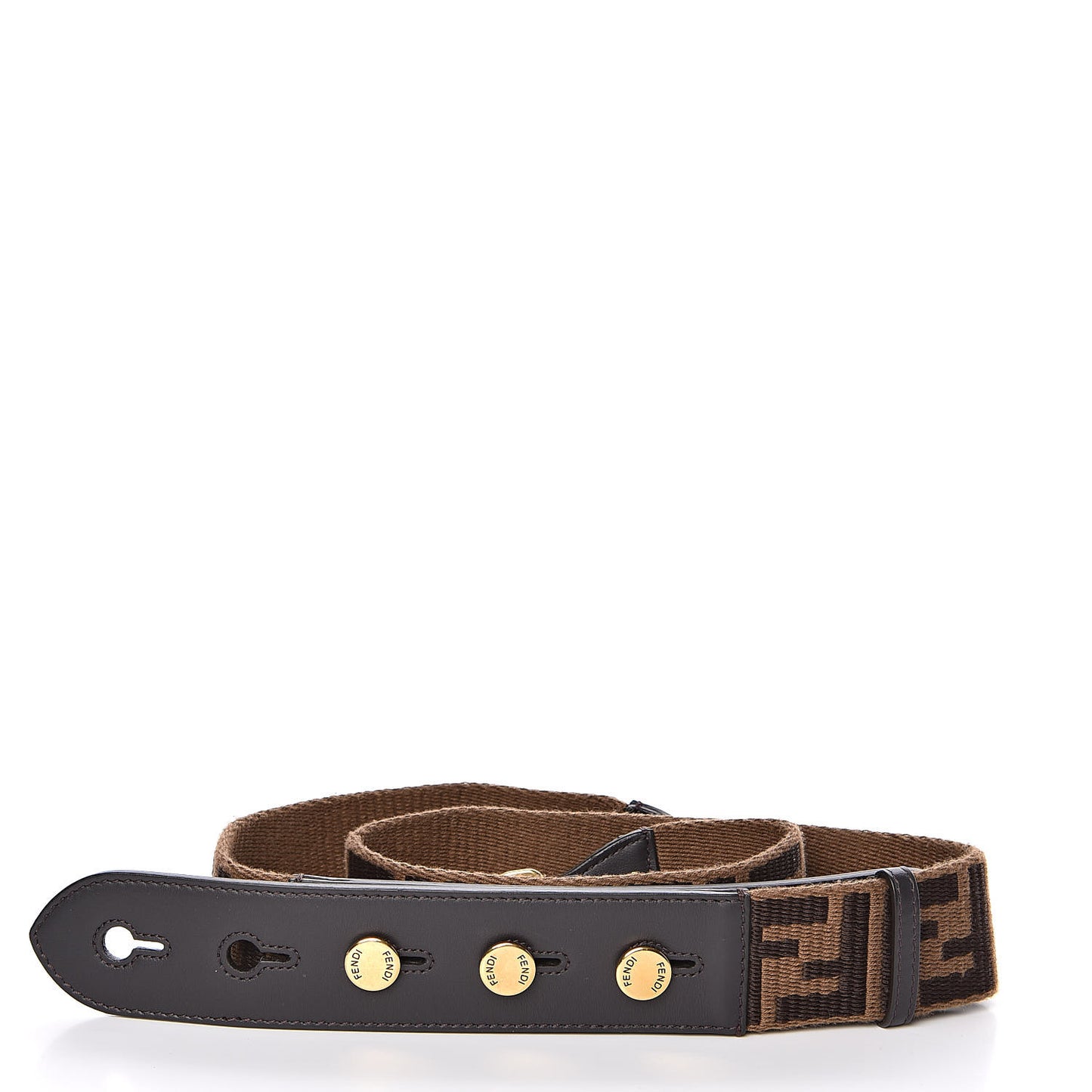 Ribbon Vitello Century FF 1974 Flat Studded Strap You Fango Marrone Ebano