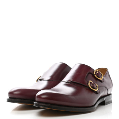 Gucci Calfskin Mens Double Monk Strap Loafers 9.5 Bordeaux 3 of 11