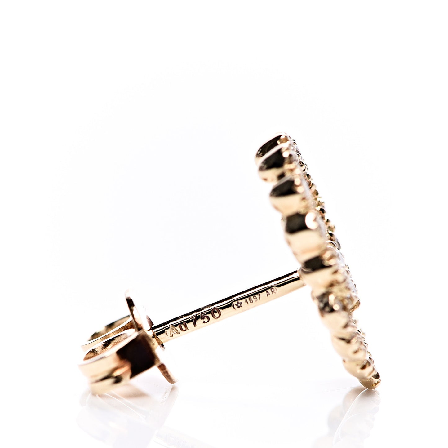 18K Yellow Gold Diamond Running G Earrings