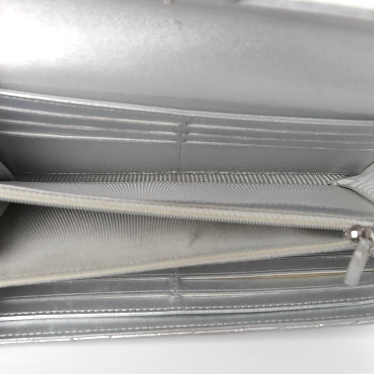 Chanel Metallic Lambskin Quilted Long Flap Wallet Silver 5 of 20