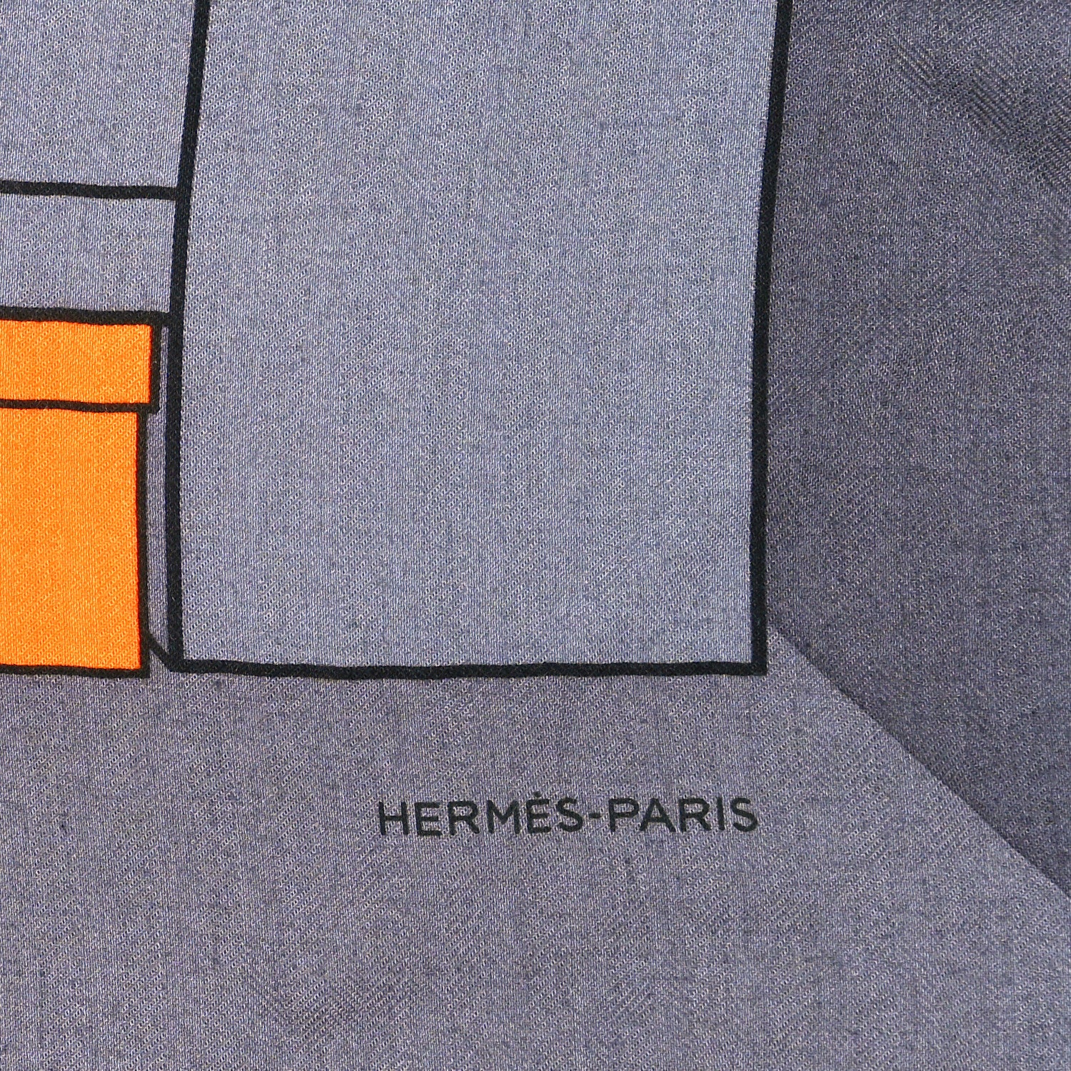 Hermes Cashmere Silk Lettres en Boite Scarf 140 Anthracite Orange Gris 3 of 5