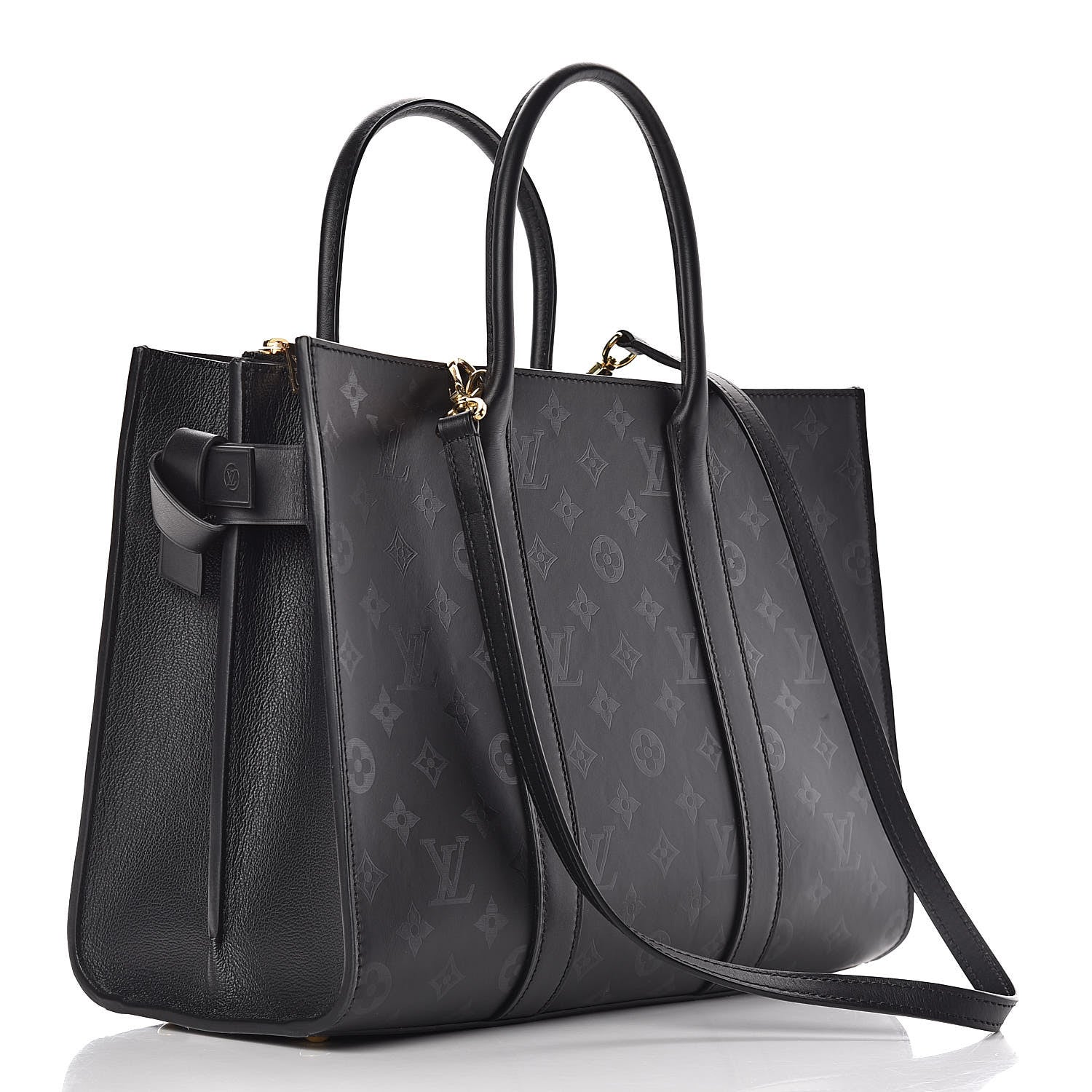 Louis Vuitton Monogram Cuir Plume Very Tote GM Black 3 of 10