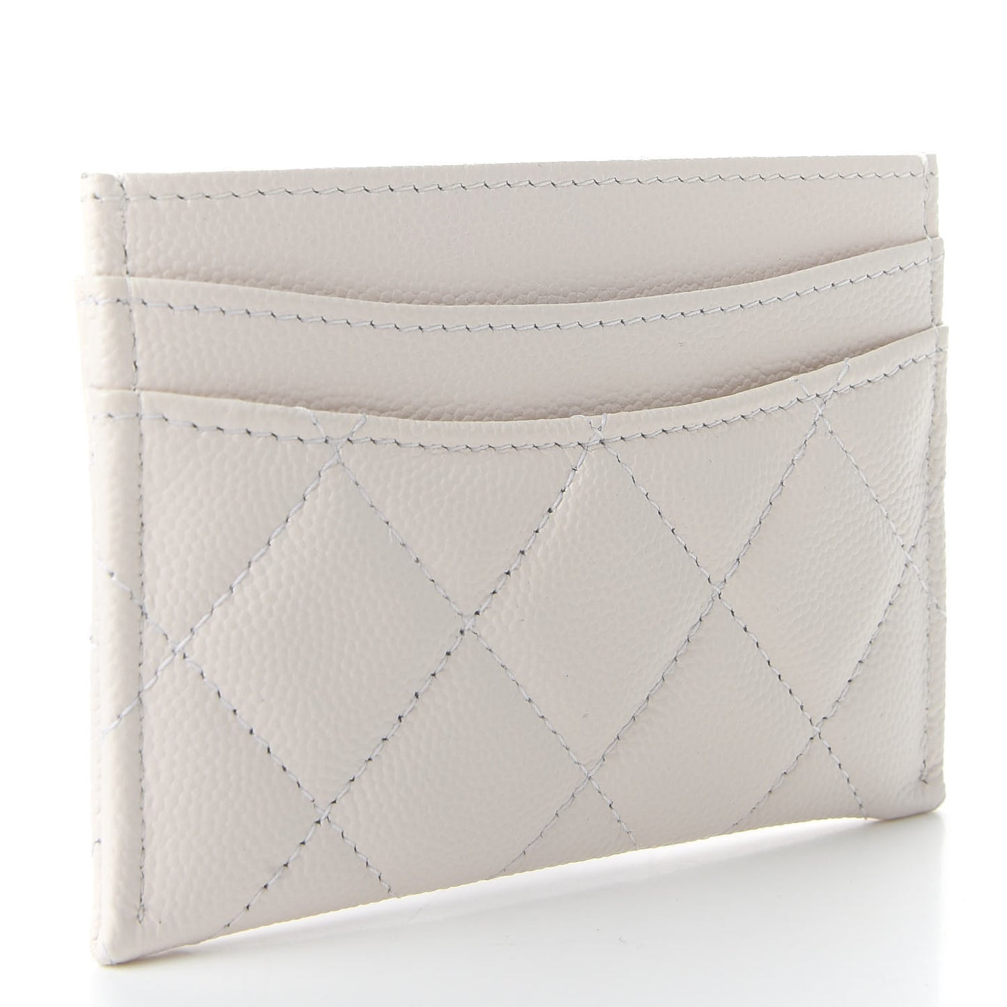 Caviar Quilted Card Holder White