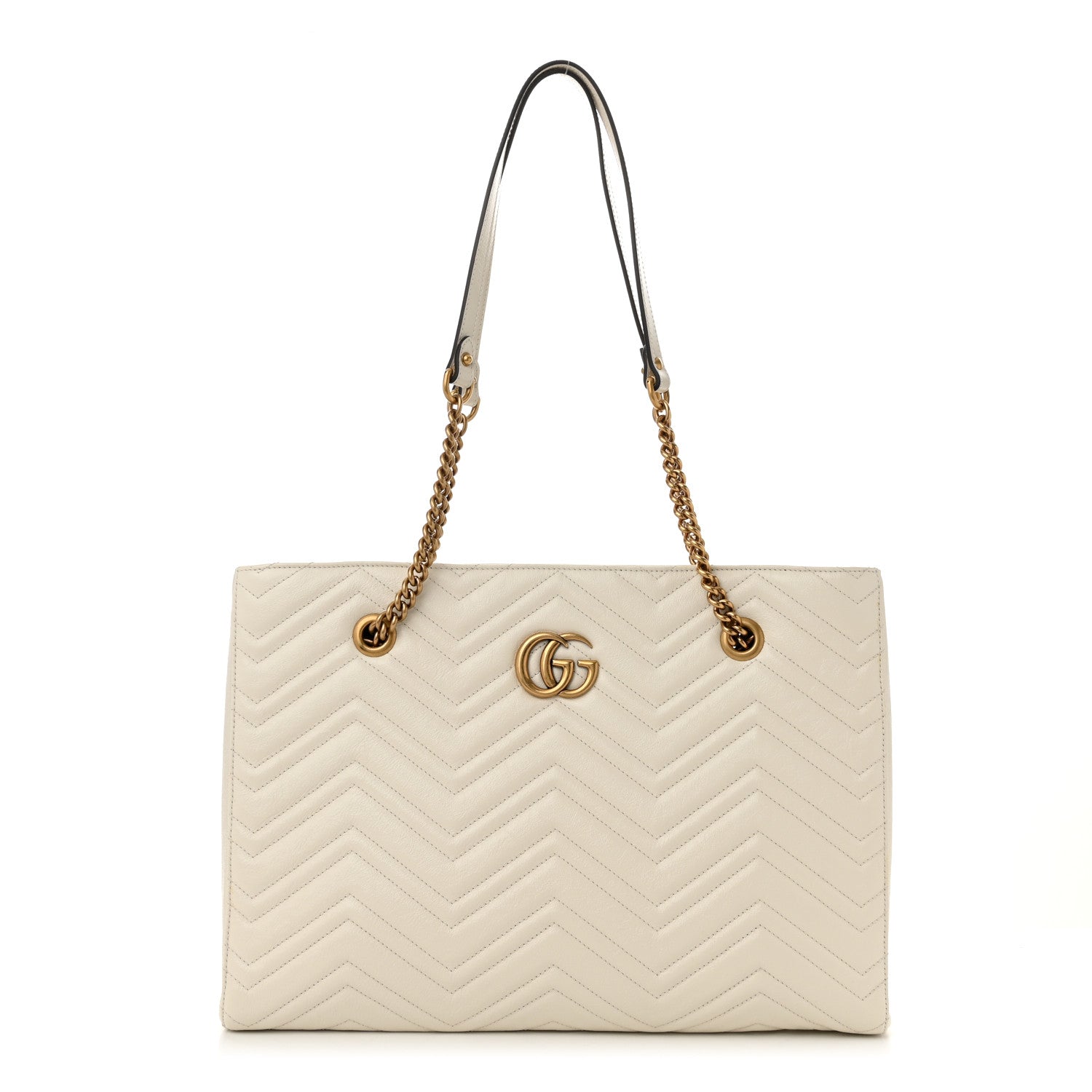 Gucci Vintage Calfskin Matelasse Medium GG Marmont Slim Tote White 1 of 10