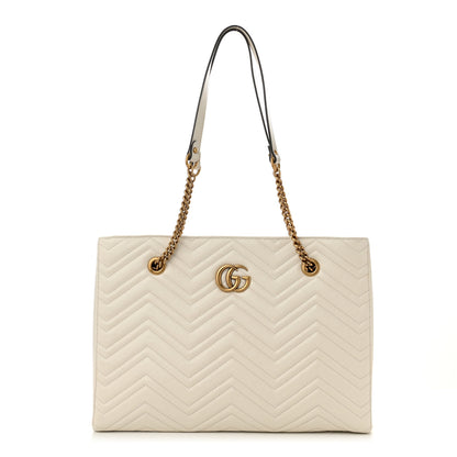 Gucci Vintage Calfskin Matelasse Medium GG Marmont Slim Tote White 1 of 10