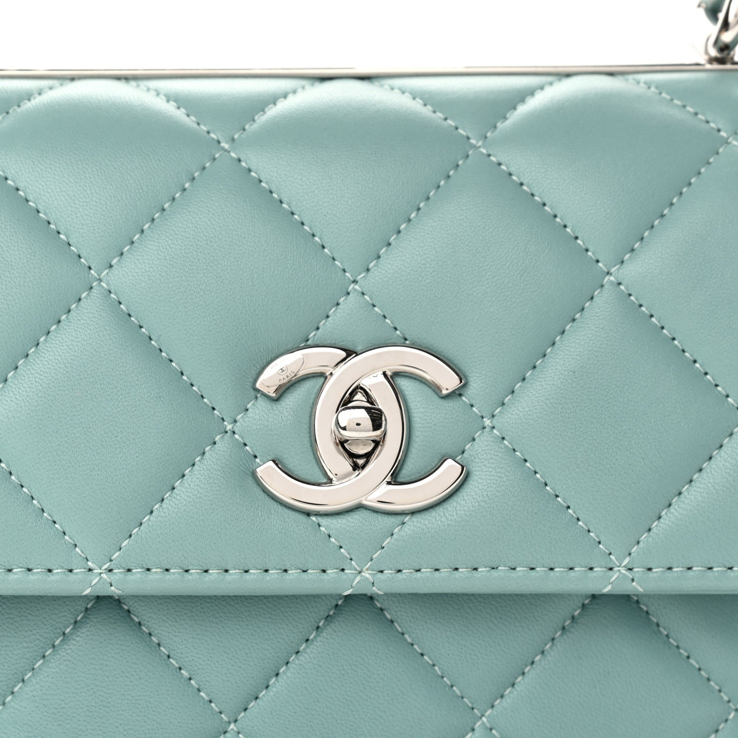 Lambskin Quilted Small Trendy CC Flap Dual Handle Bag Light Green