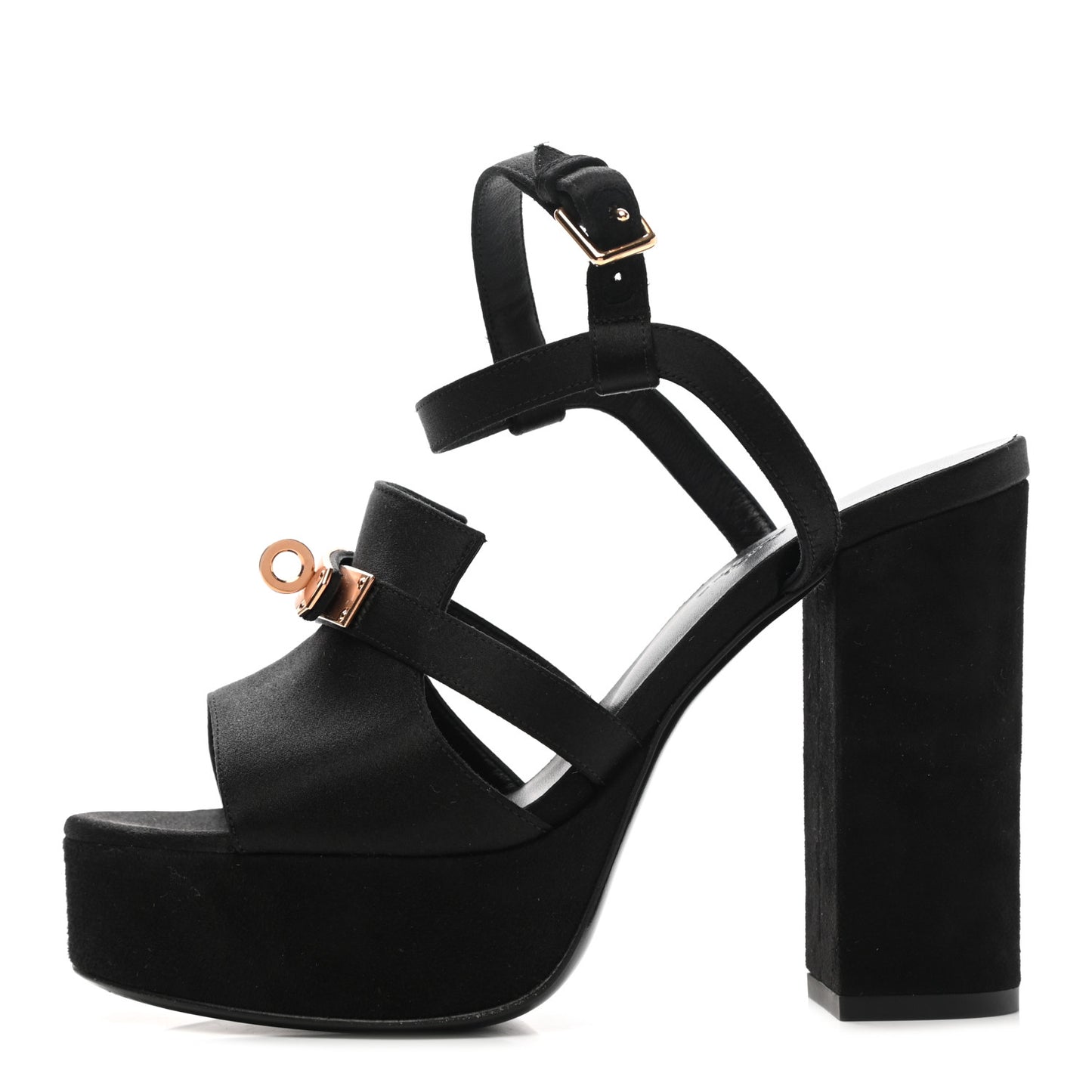 Suede Goatskin Satin Calas Sandals 36 Black