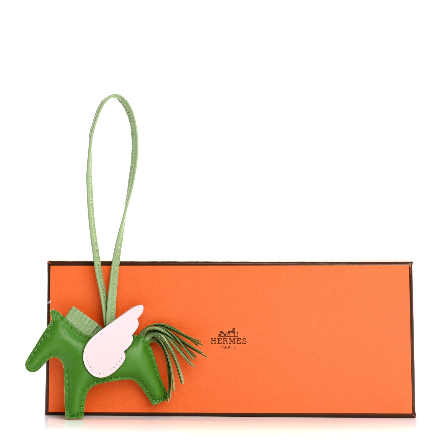 Hermes Milo Lambskin Grigri Rodeo Pegase Horse Bag Charm PM Vert Yucca Vert Criquet Mauve Pale 5 of 5