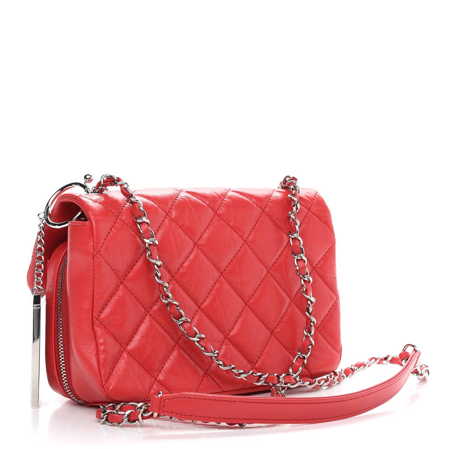 Chanel Aged Calfskin Quilted Express Zip Around Flap Red 3 of 9
