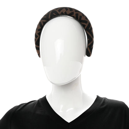 Fendi Wool Cashmere FF Logo Headband Tobacco 2 of 6