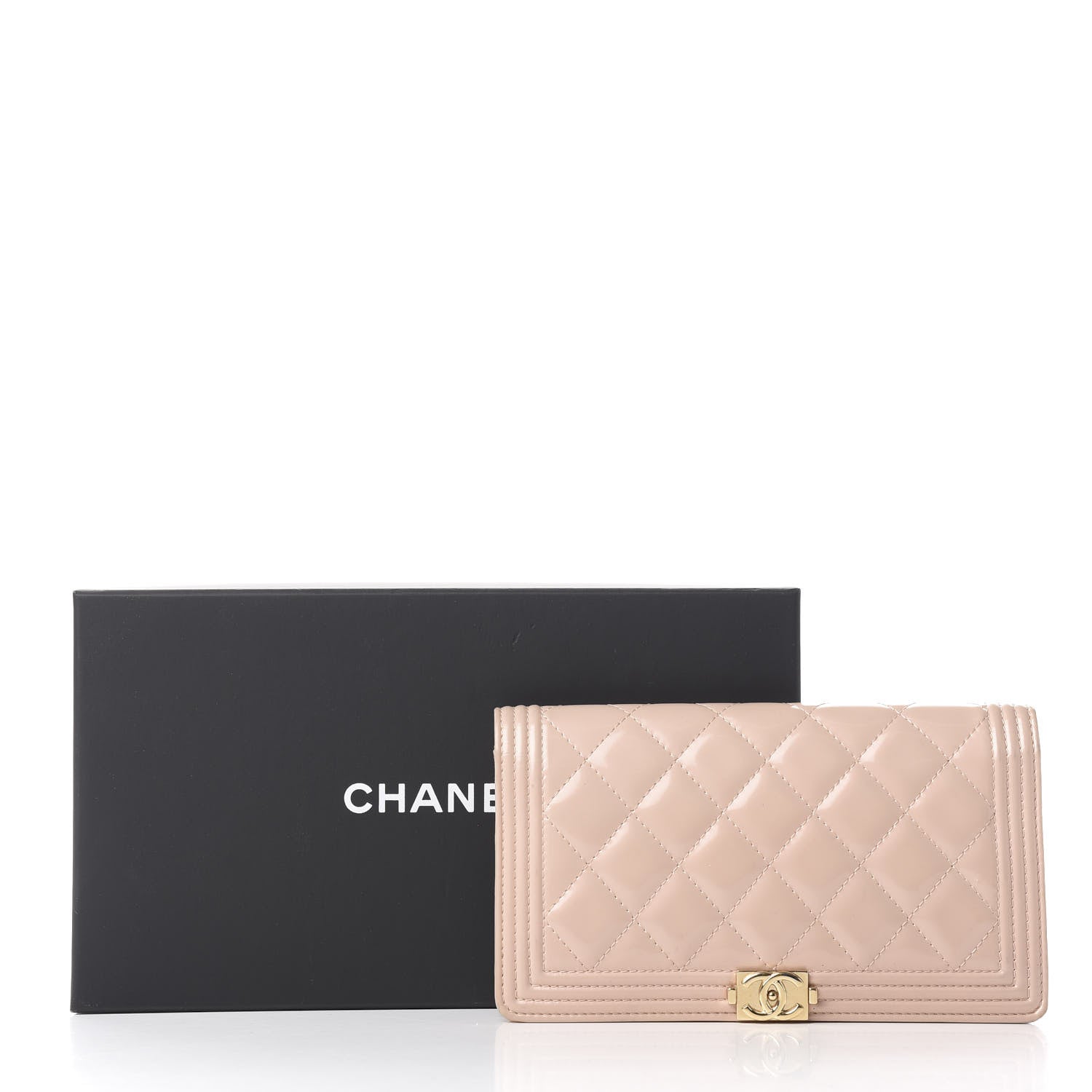 Chanel Iridescent Calfskin Quilted Boy Yen Wallet Light Pink 9 of 9