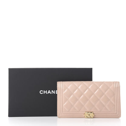 Chanel Iridescent Calfskin Quilted Boy Yen Wallet Light Pink 9 of 9