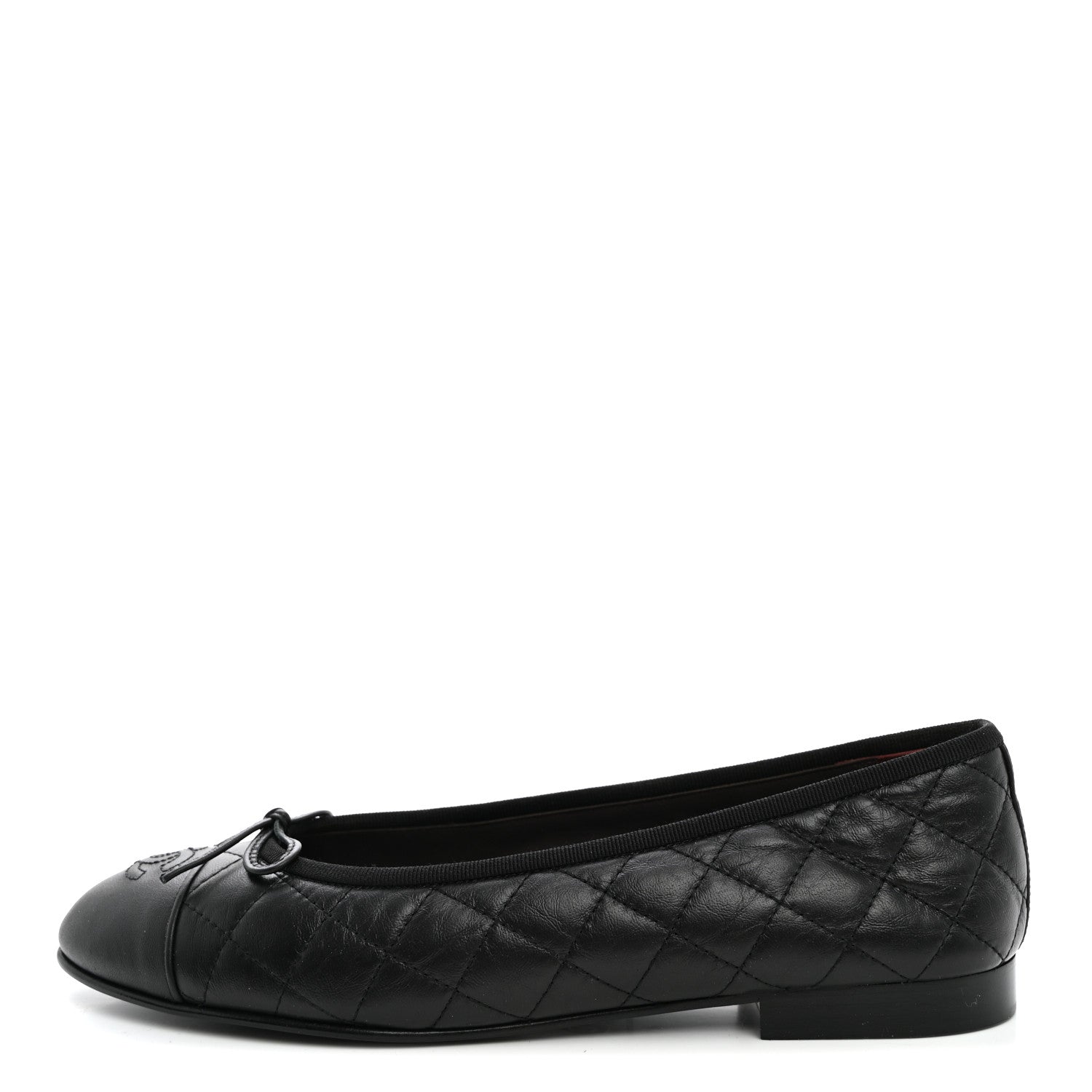 Chanel Aged Calfskin Quilted CC Cap Toe Ballerina Flats 41 Black 1 of 10