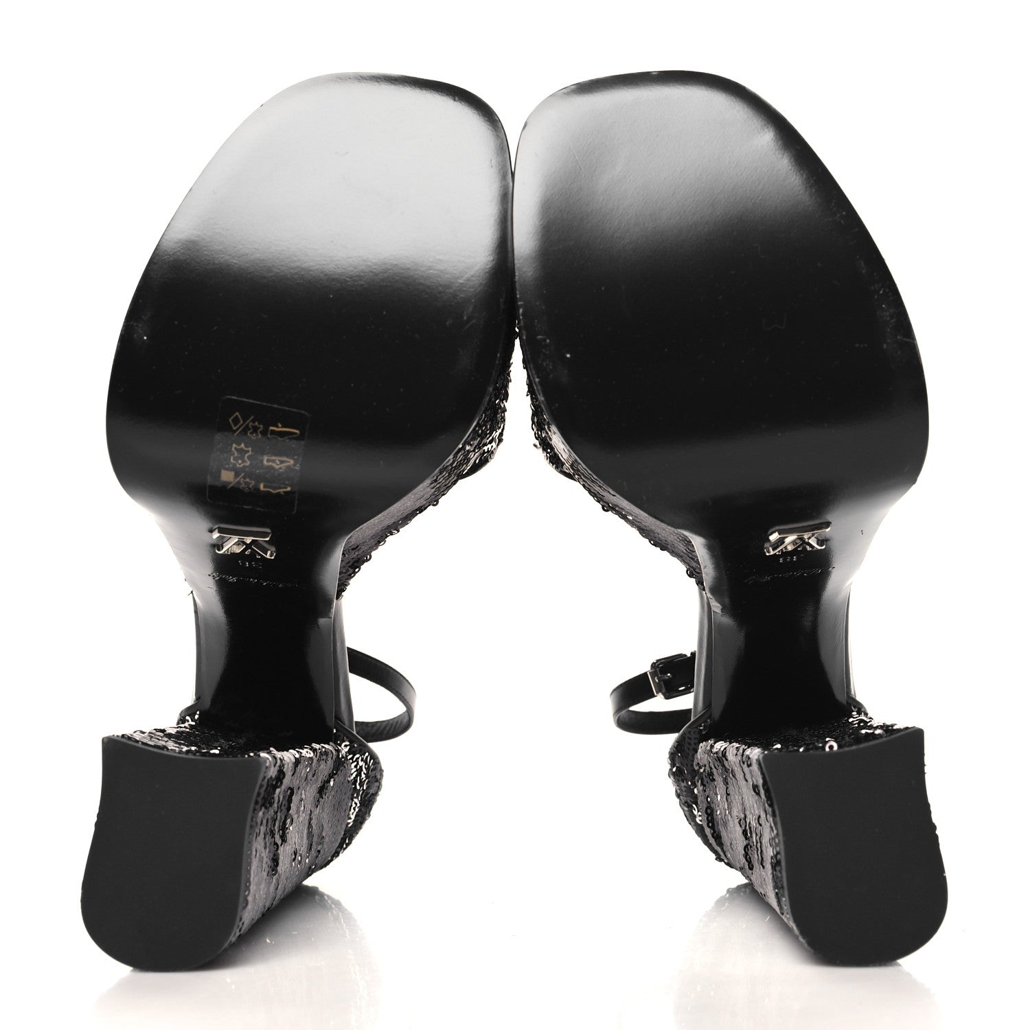Louis Vuitton Sequin Calfskin Fame Platform Sandal 38 Black 6 of 9