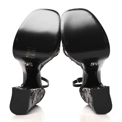 Louis Vuitton Sequin Calfskin Fame Platform Sandal 38 Black 6 of 9
