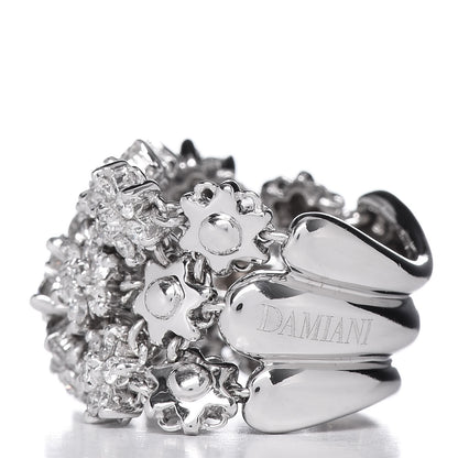 Damiani 18K White Gold Diamond Wide Flower Band Ring 54 7 3 of 6