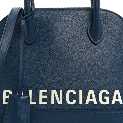 Balenciaga Signature Grained Calfskin Logo S Ville Top Handle Bag Petrol Blue White 8 of 11