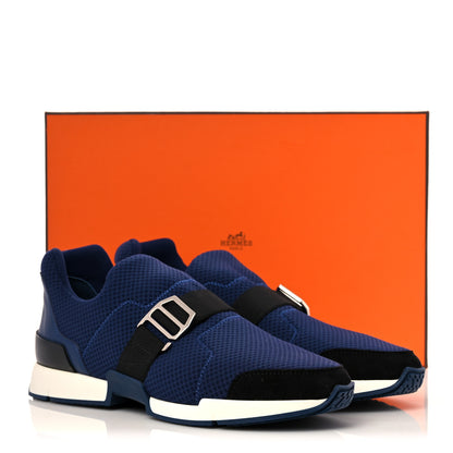 Hermes Technical Canvas Calfskin Run Sneakers Bleu Diplomatique 10 of 10