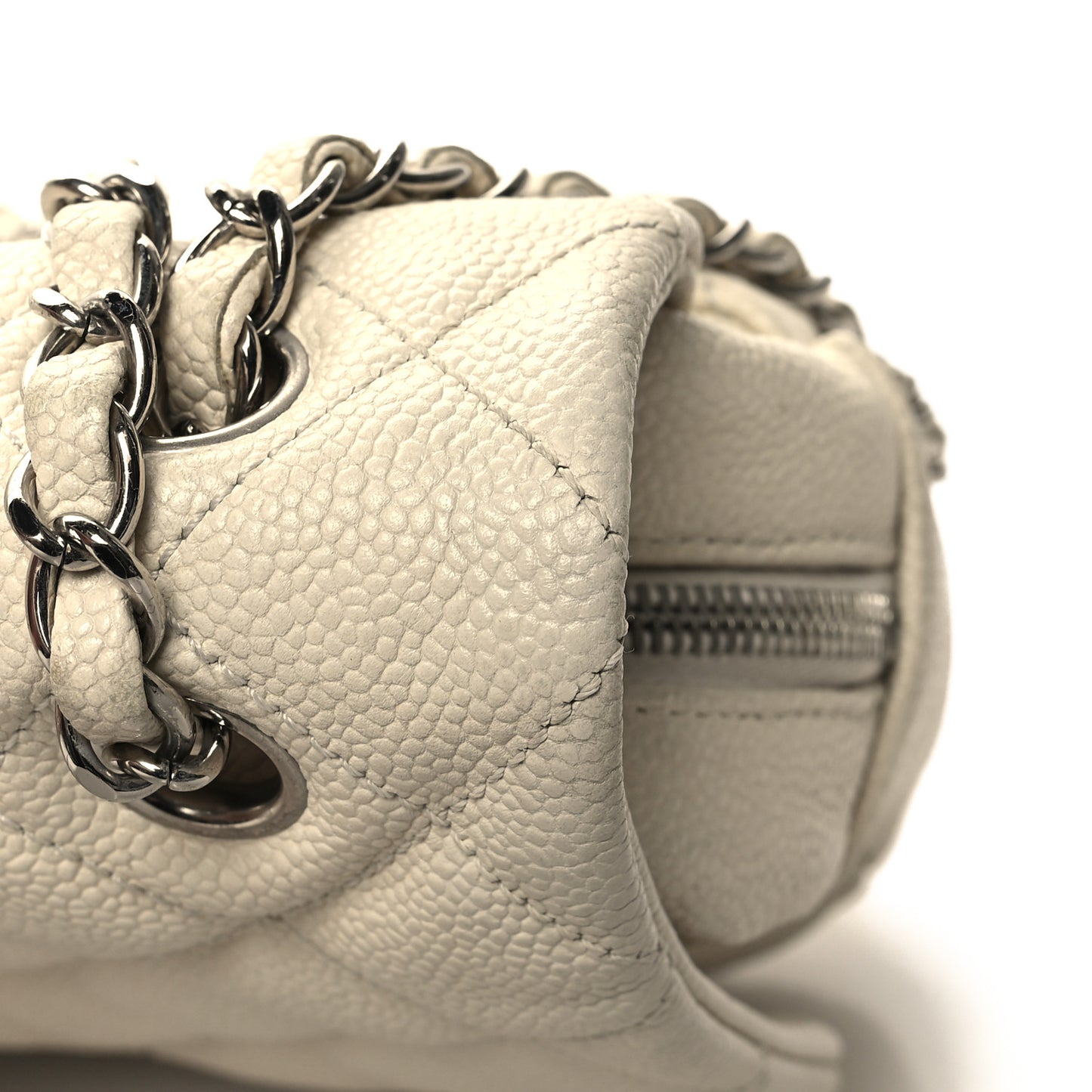 Caviar Quilted Jumbo Easy Flap Dark White