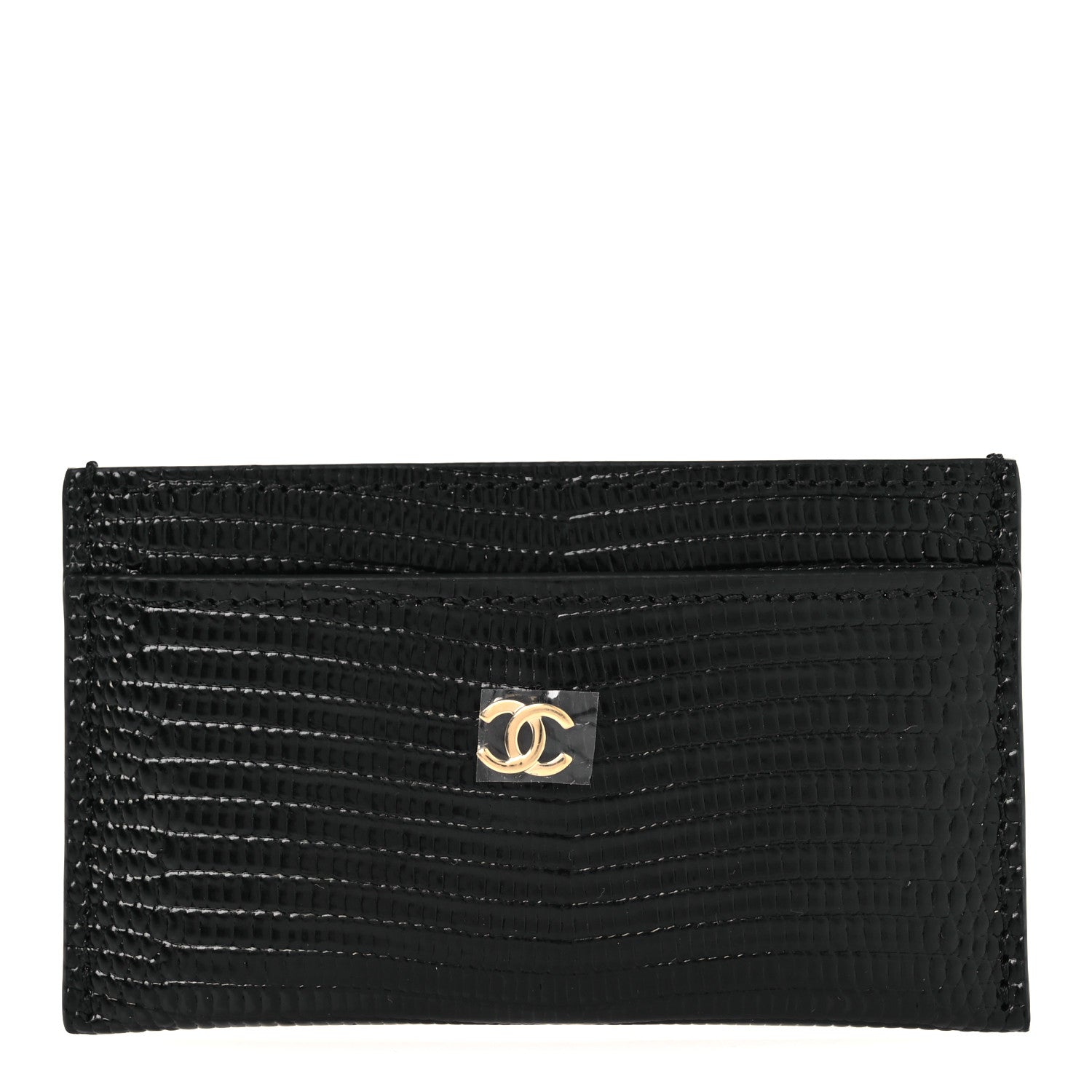Chanel Calfskin Lizard Embossed Card Holder Black 1 of 9