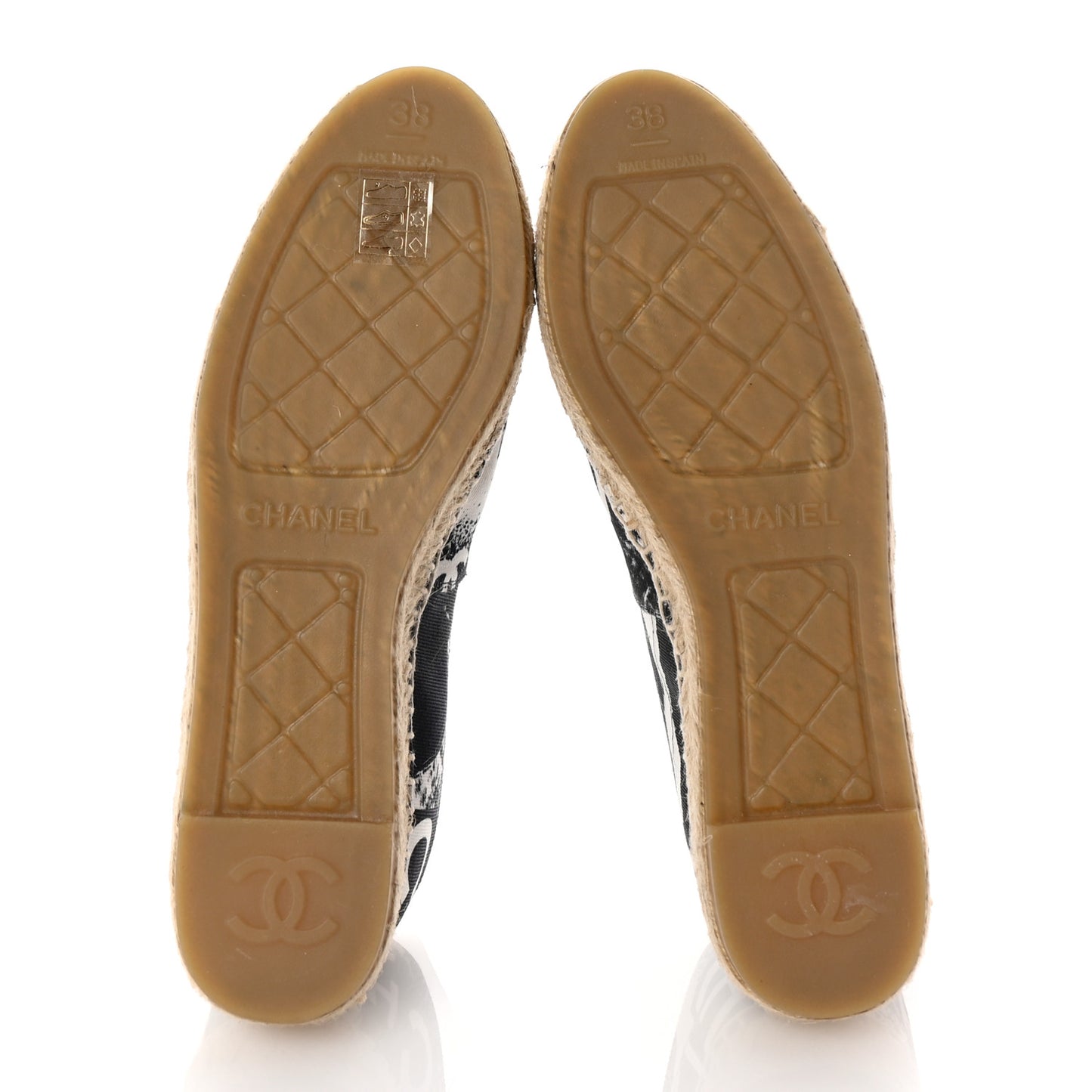 Printed Canvas Grosgrain 31 Rue Cambon Espadrilles 38 Black White