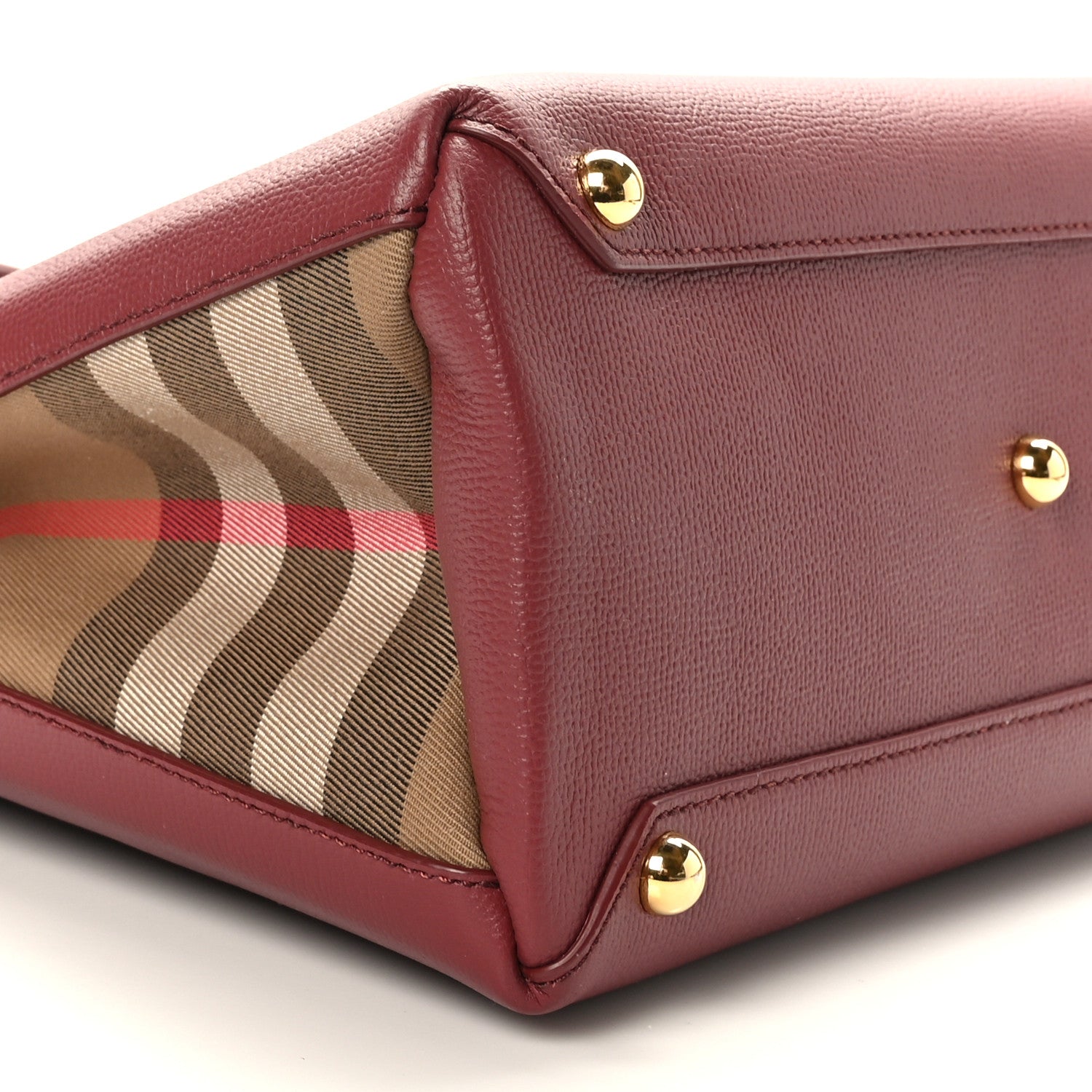 Burberry Grainy Calfskin House Check Medium Banner Tote Mahogany Red 7 of 8