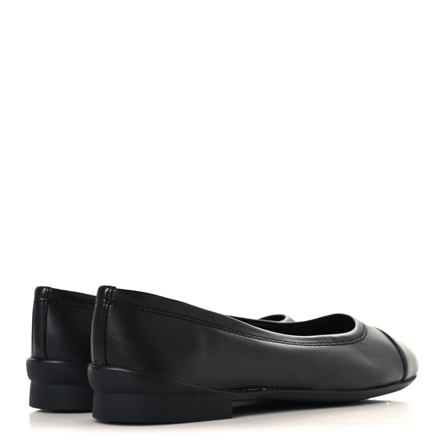 Lambskin Cap Toe CC Uniform Ballerina Flats 37 Black