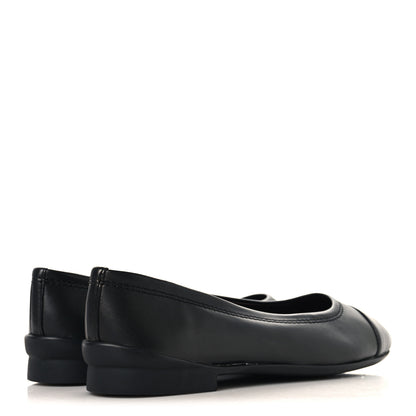 Chanel Lambskin Cap Toe CC Uniform Ballerina Flats 37 Black 5 of 9