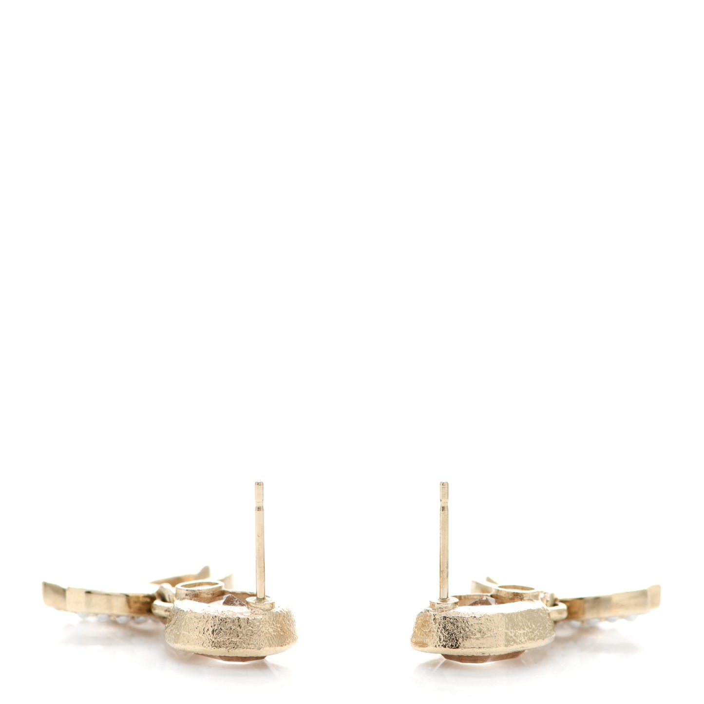 Crystal Pearl CC Drop Earrings Pink Gold