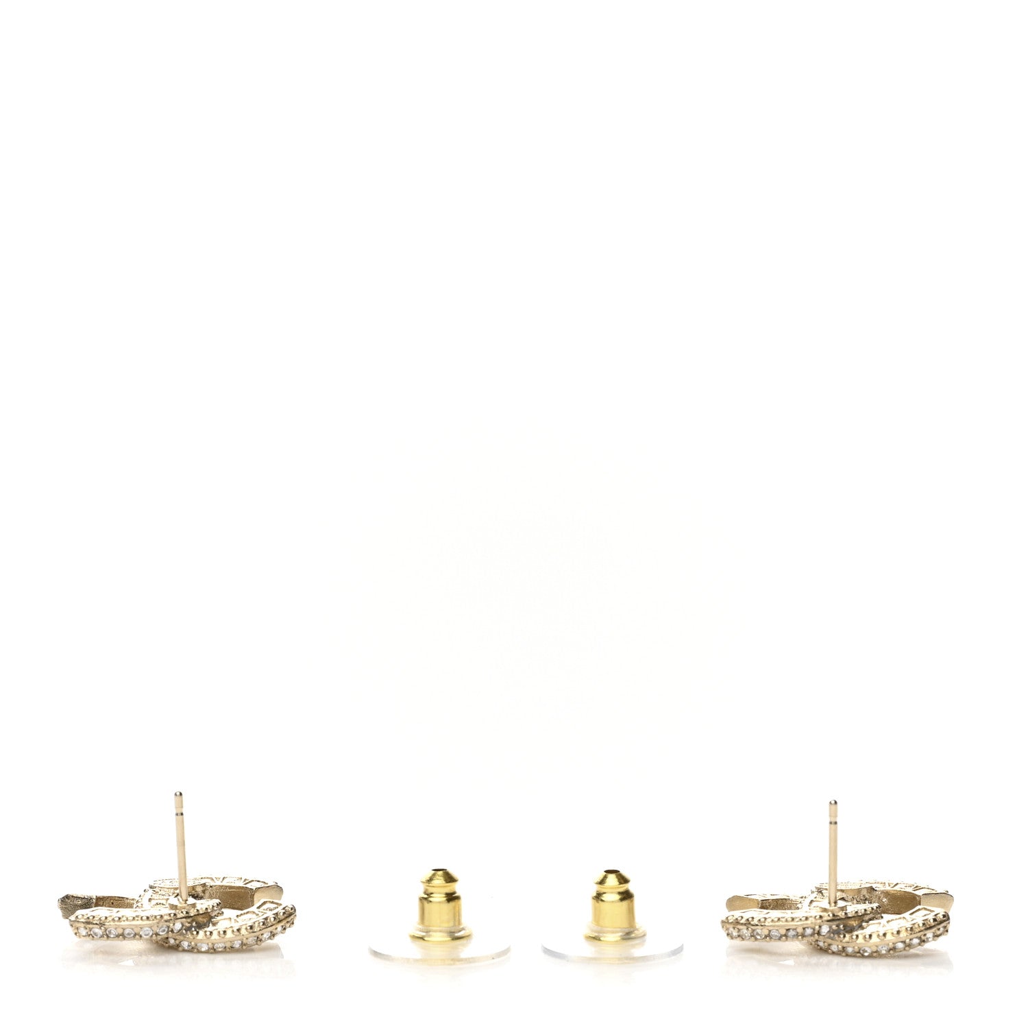 Chanel Crystal Timeless CC Earrings Light Gold 4 of 5