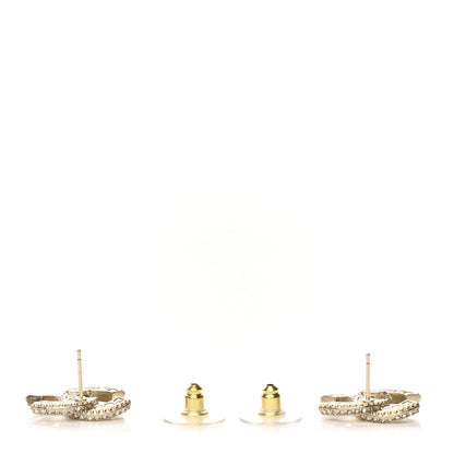 Chanel Crystal Timeless CC Earrings Light Gold 4 of 5