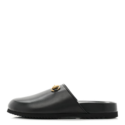 Gucci Jakarta Calfskin Womens Horsebit Slippers 41 Black 1 of 9