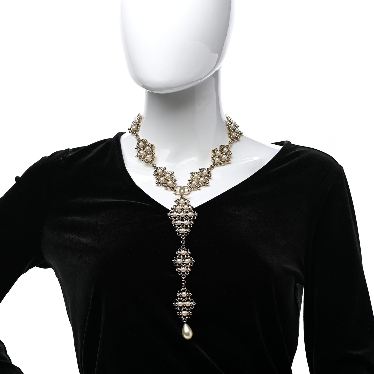 Pearl Monte-Carlo Nights CC Pendant Necklace Gold