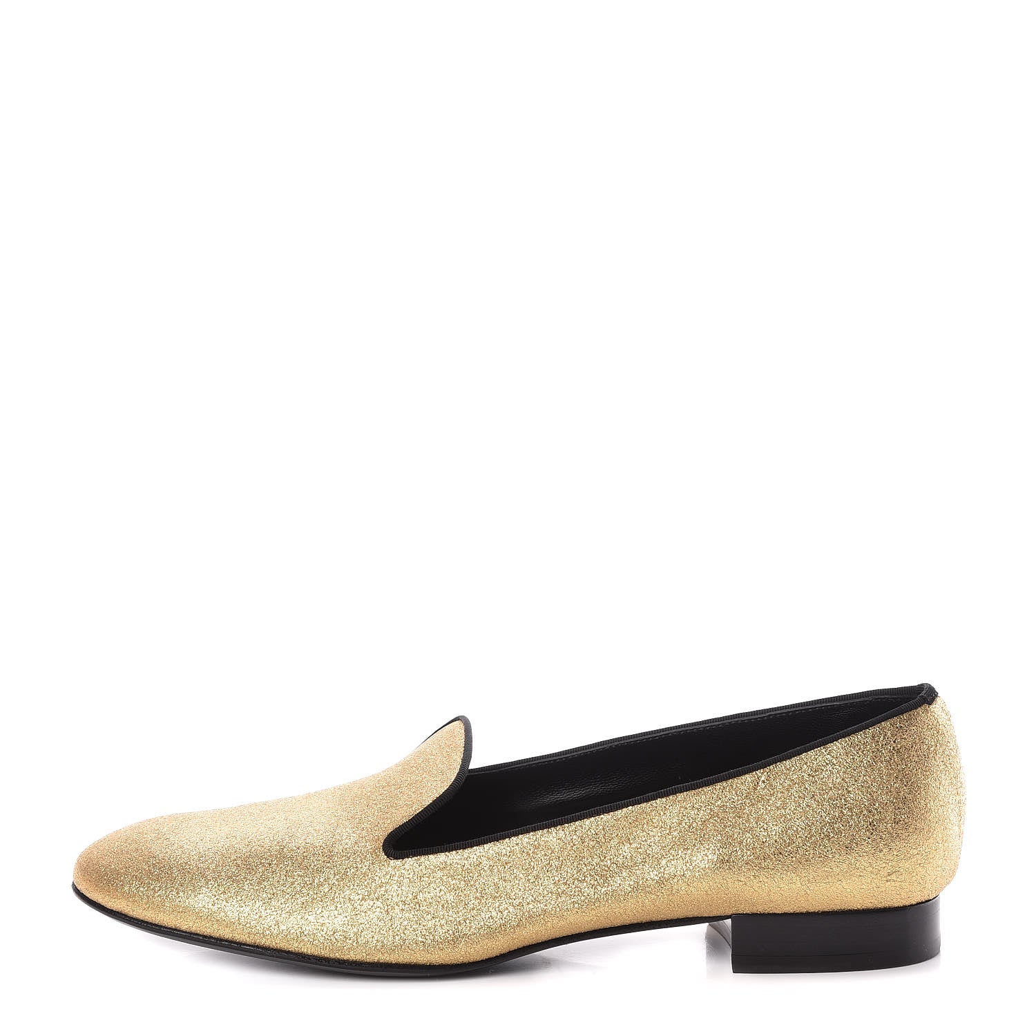 Saint Laurent Metallic Calfskin Smoking Slipper Flat Loafers 39 Gold 1 of 11