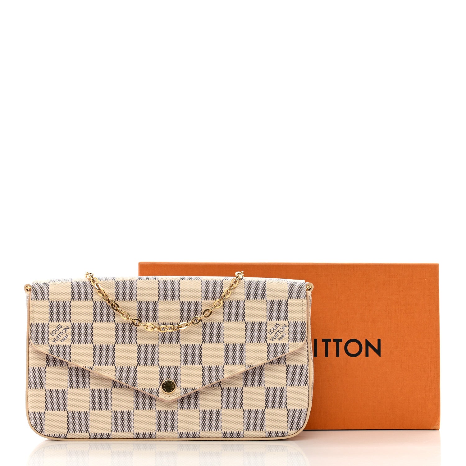 Louis Vuitton Damier Azur Pochette Felicie Chain Wallet Rose Ballerine 10 of 10
