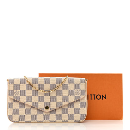Louis Vuitton Damier Azur Pochette Felicie Chain Wallet Rose Ballerine 10 of 10