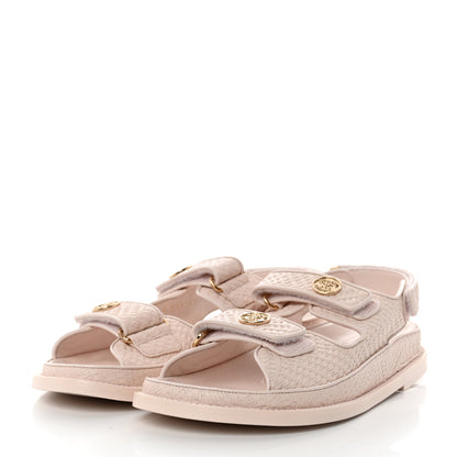Chanel Calfskin Printed Velcro Dad Sandals 39 Pink 3 of 8