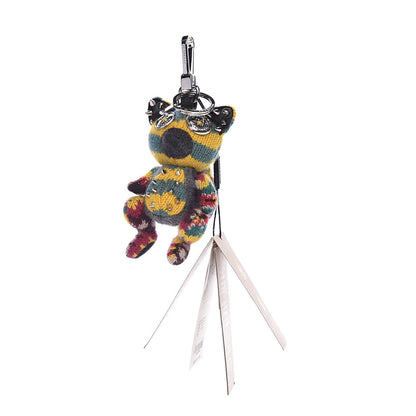 Burberry Cashmere Calfskin Studded Dave the Fox Bag Charm Green Multicolor 1 of 3